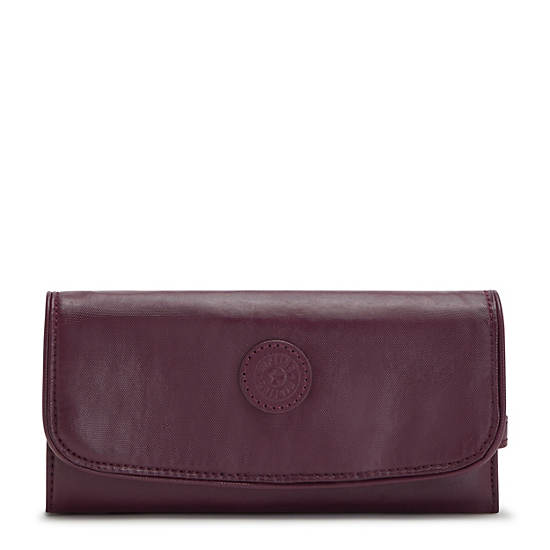 Kipling Money Land Metallic Snap Wallet Wallets Burgundy Lacquer | CA 2178RV